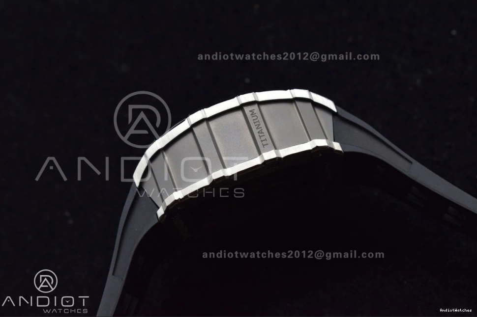 Strap V Chrono A7750 RM011 SS Sophisticated Rubber Crystal Edition Best Dial 1:1 KVF 1025 Black Black on 0915